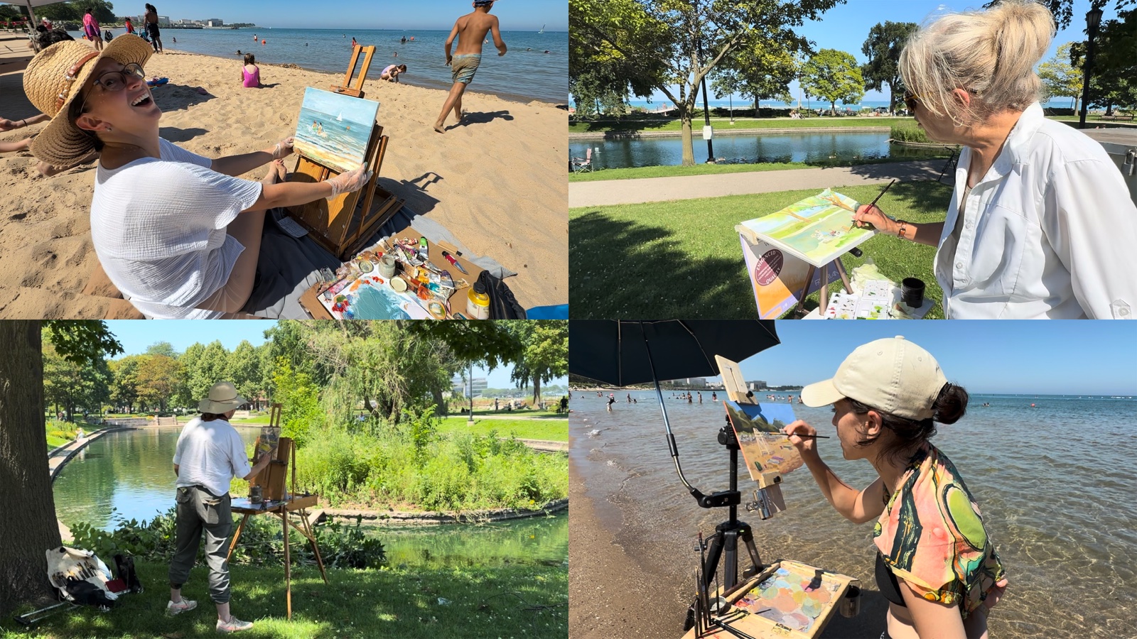 A painter working outdoors during Evanston's Plein Air Festival.